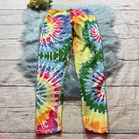 Feed Me Fight Me That 70’s Tie Dye Endurance Leggings sz XL - Picture 8 of 9